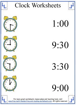 Clock Worksheets