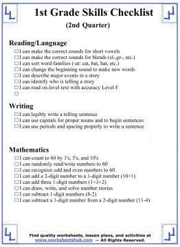 1st Grade Skills and Worksheets