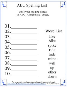 1st Grade Spelling Words - Long I