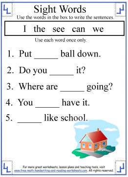 Kindergarten Sight Words Activities