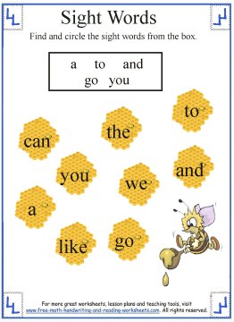 Sight Words For Kindergarten - Worksheets & Activities
