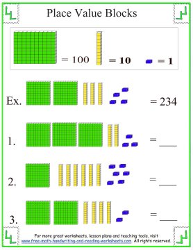 Place Value Blocks - Base Ten Worksheets