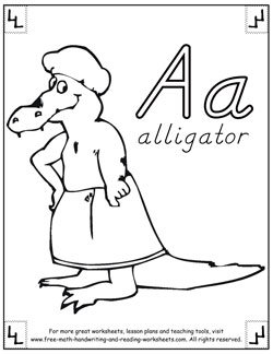 Letter Coloring Sheets on Is For Alligator  Alphabet Coloring Pages