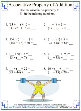 Associative Property of Addition - Definition & Worksheets