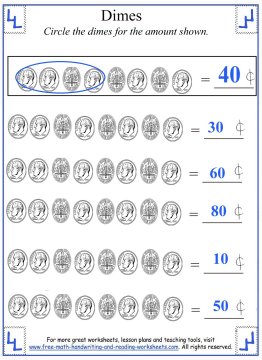 Counting Dimes - Coin Worksheets