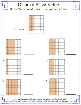 Decimal Place Value Worksheets