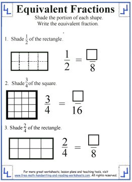 Equivalent Fraction Worksheets