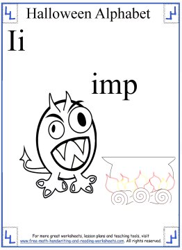 Halloween Coloring Sheets - Phonetic Alphabet I-P