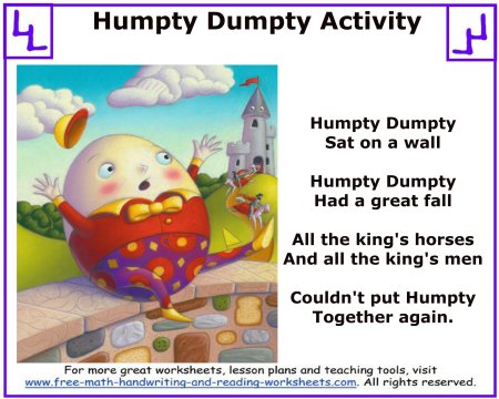 Humpty Dumpty Nursery Rhyme:Mother Goose Activities