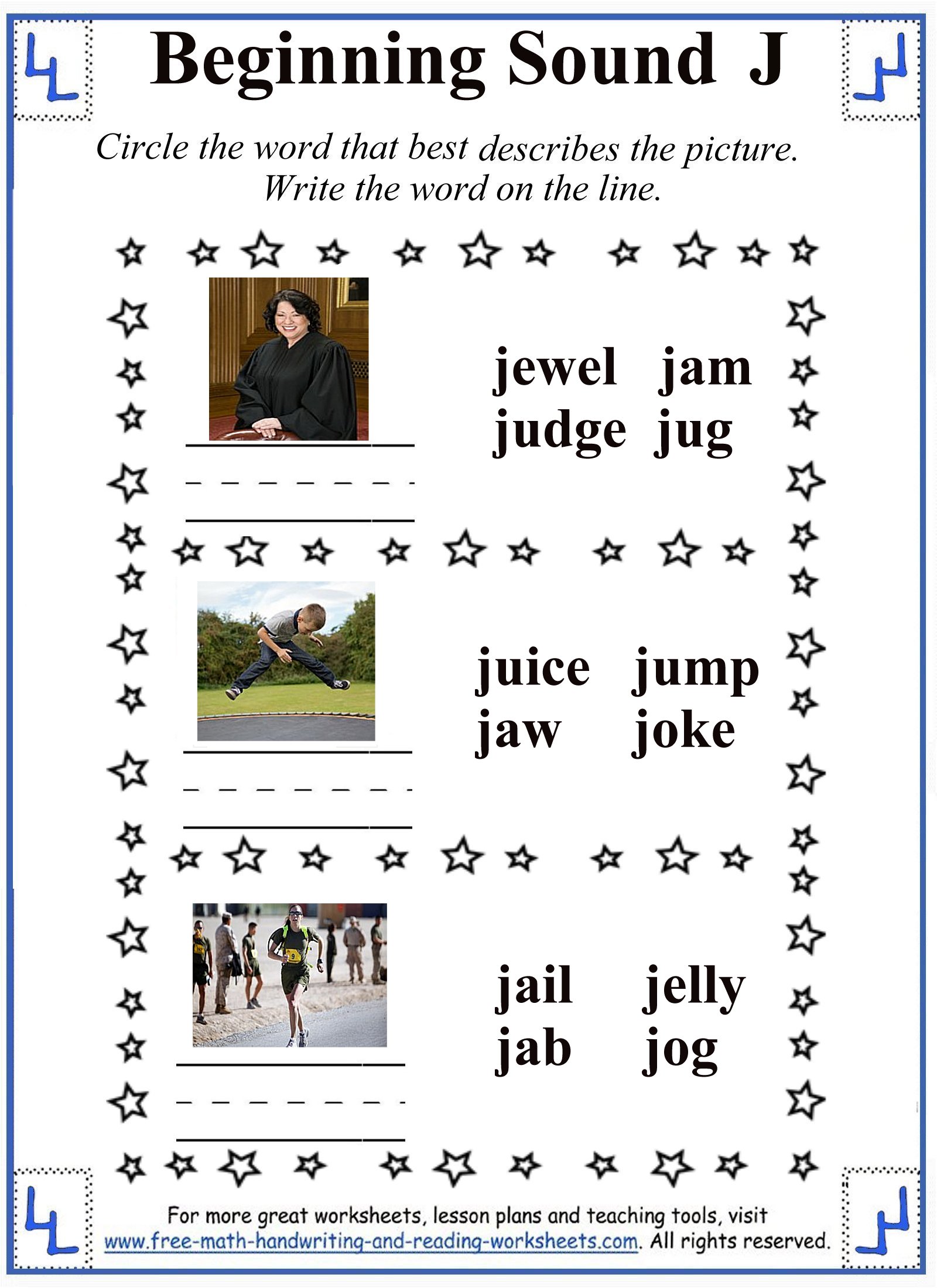 J Letter Worksheets