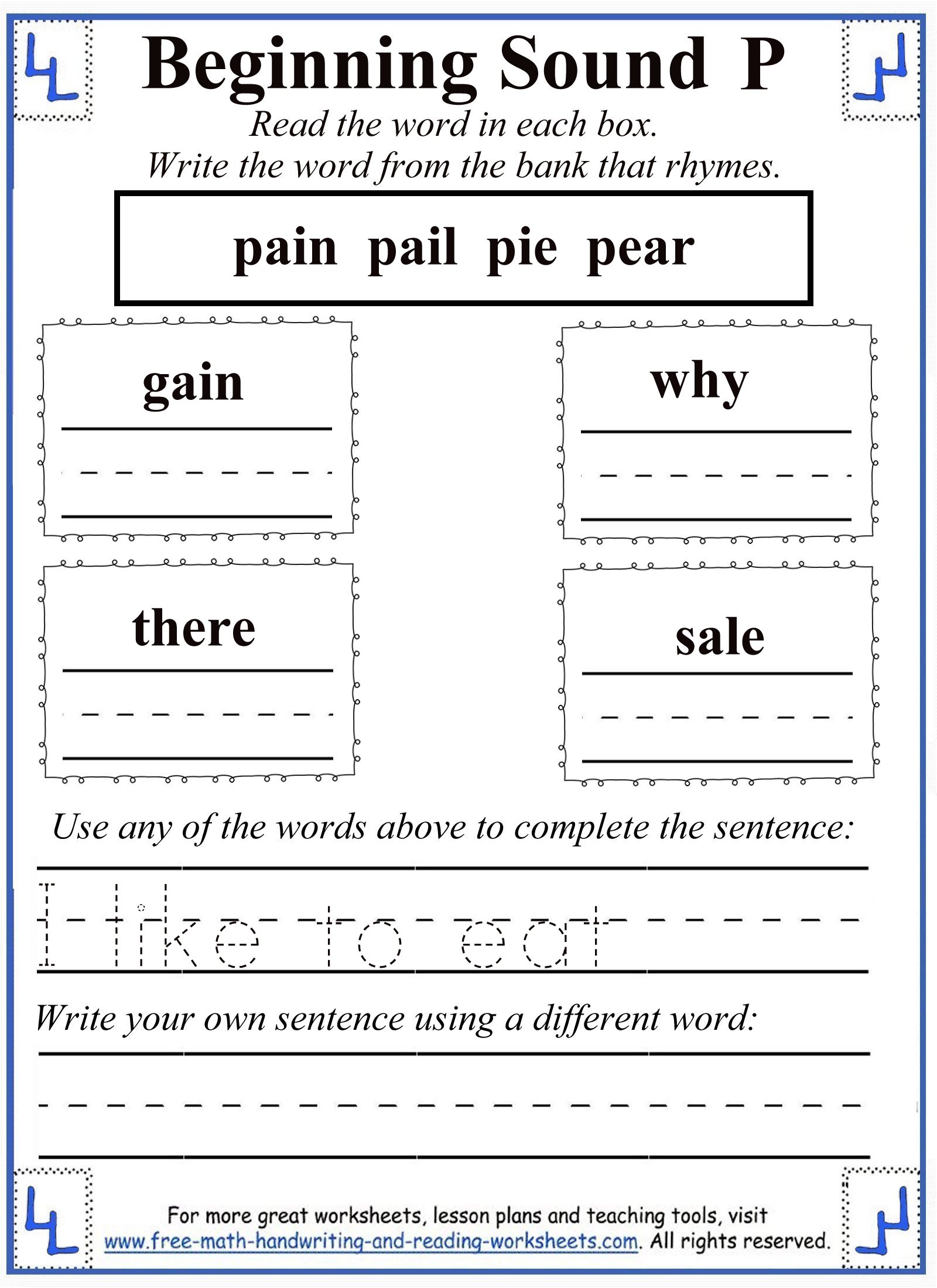 Free Printable Worksheets Letter P