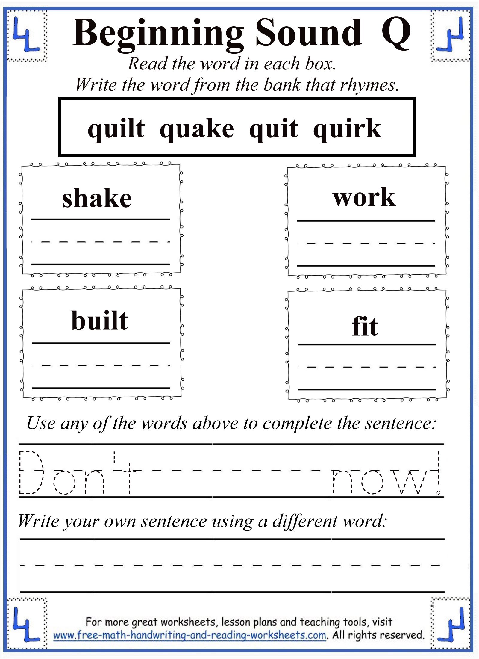 Letter Q Worksheets