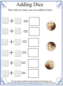 Math Addition Worksheets:Adding Dice