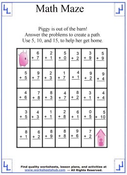 Math Maze:Addition Worksheets