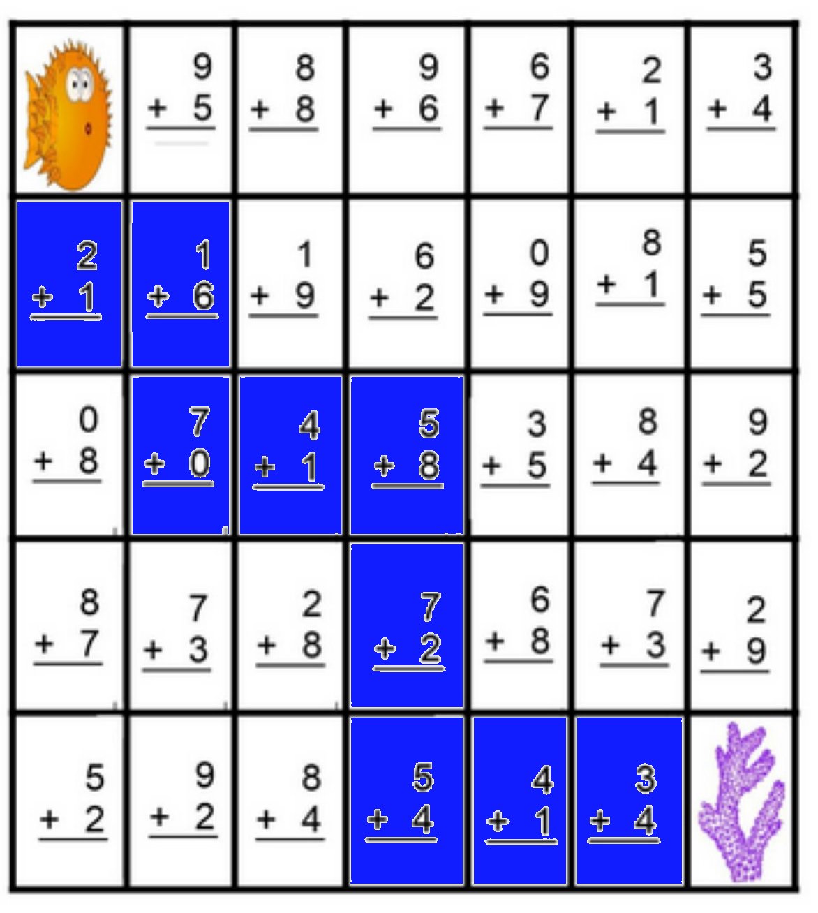 Math Maze:Addition Worksheets