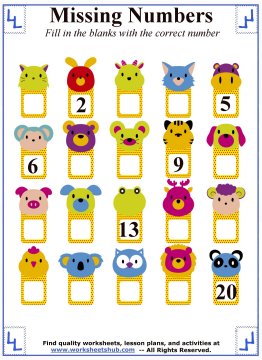 Missing Numbers:Counting Worksheets