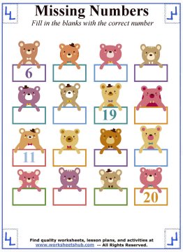 Missing Numbers:Counting Worksheets
