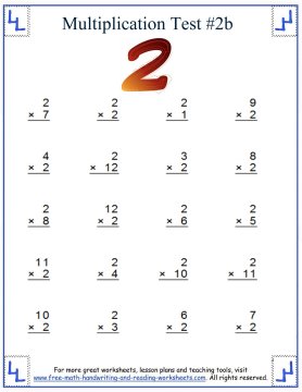 Multiplication Test - Multiples Up To Twelve
