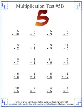 Multiplication Test - Multiples Up To Twelve