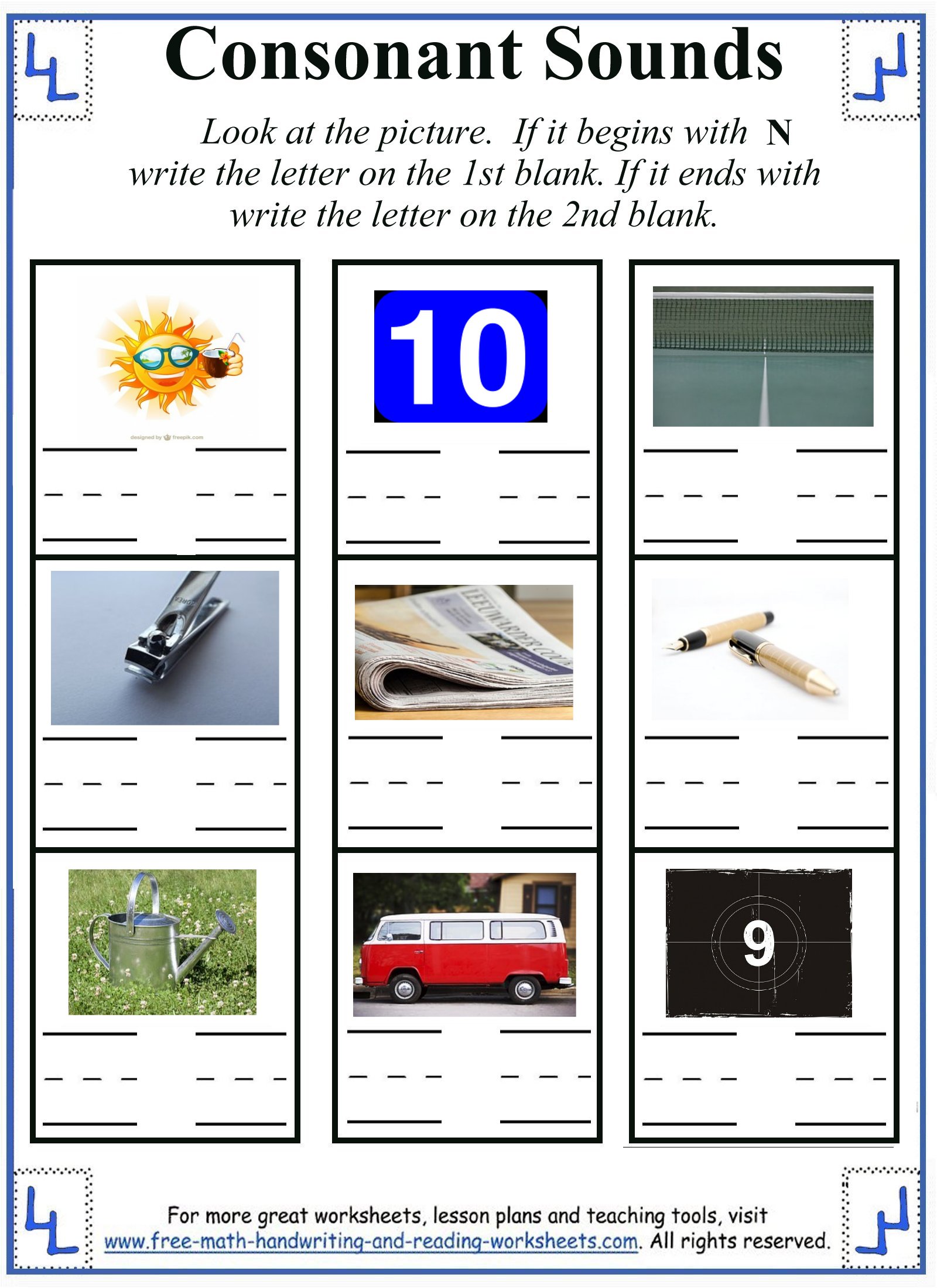 Printable Letter N Worksheets