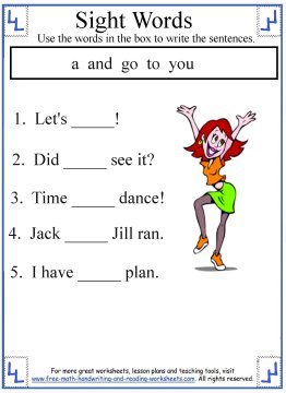 Sight Words For Kindergarten - Worksheets & Activities