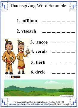 Thanksgiving Activities For Kids - Word Scrambles