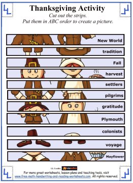Thanksgiving Printable Worksheets - Picture Scrambles