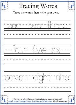 Tracing Words Worksheets