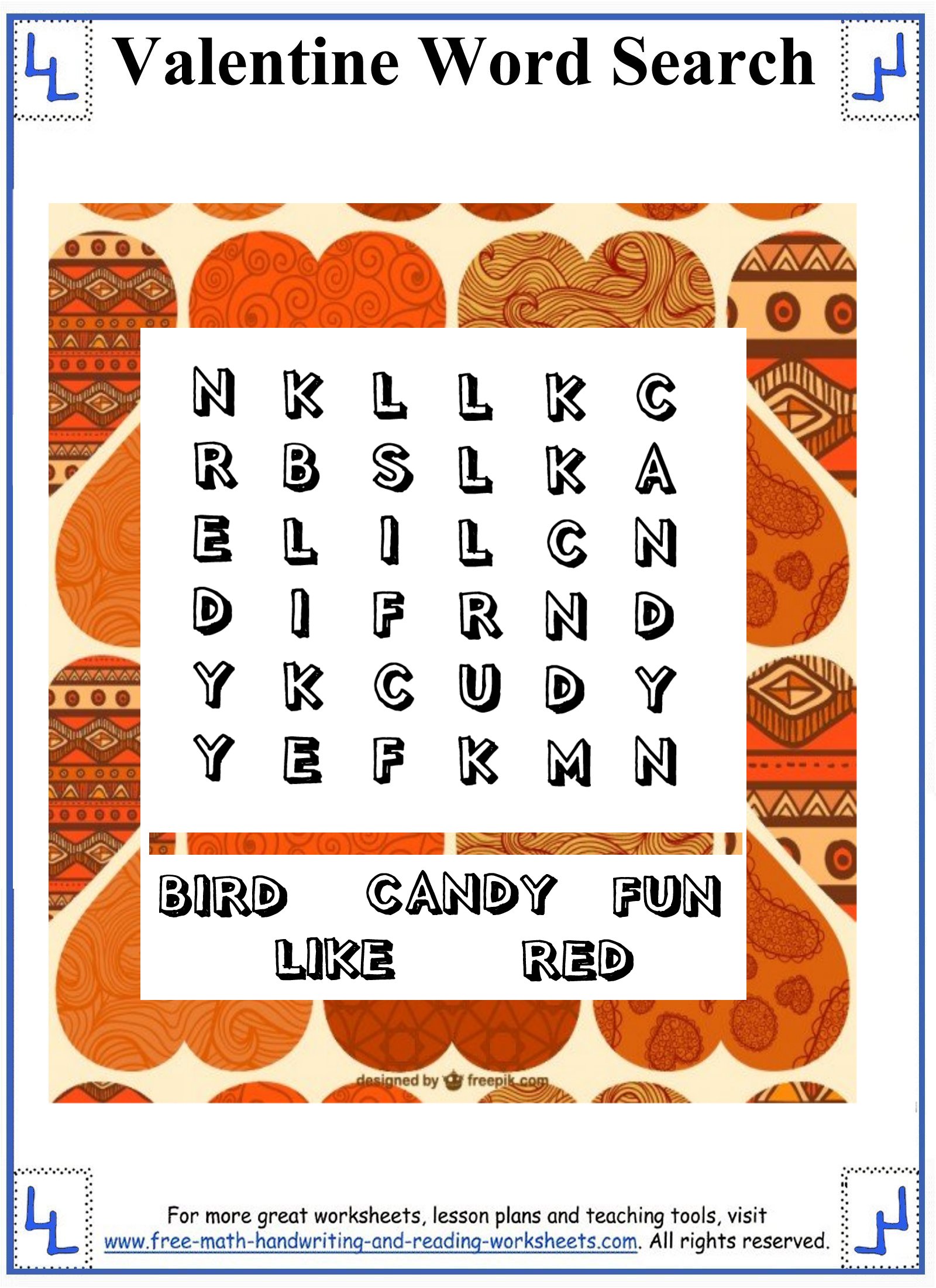 Valentine Word Search - Printable Puzzles