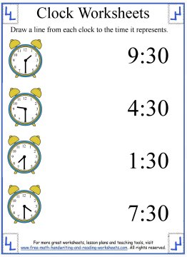 Clock Worksheets - Learning Half-Hours