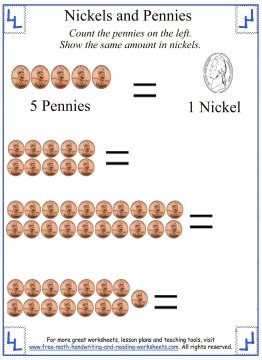 Counting Money For Kids - Nickel Worksheets