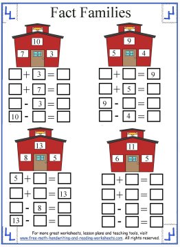 Fact Family Worksheets