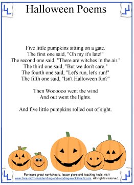 Halloween Poems - 5 Little Pumpkins