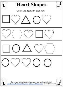Heart Shapes Preschool Worksheets