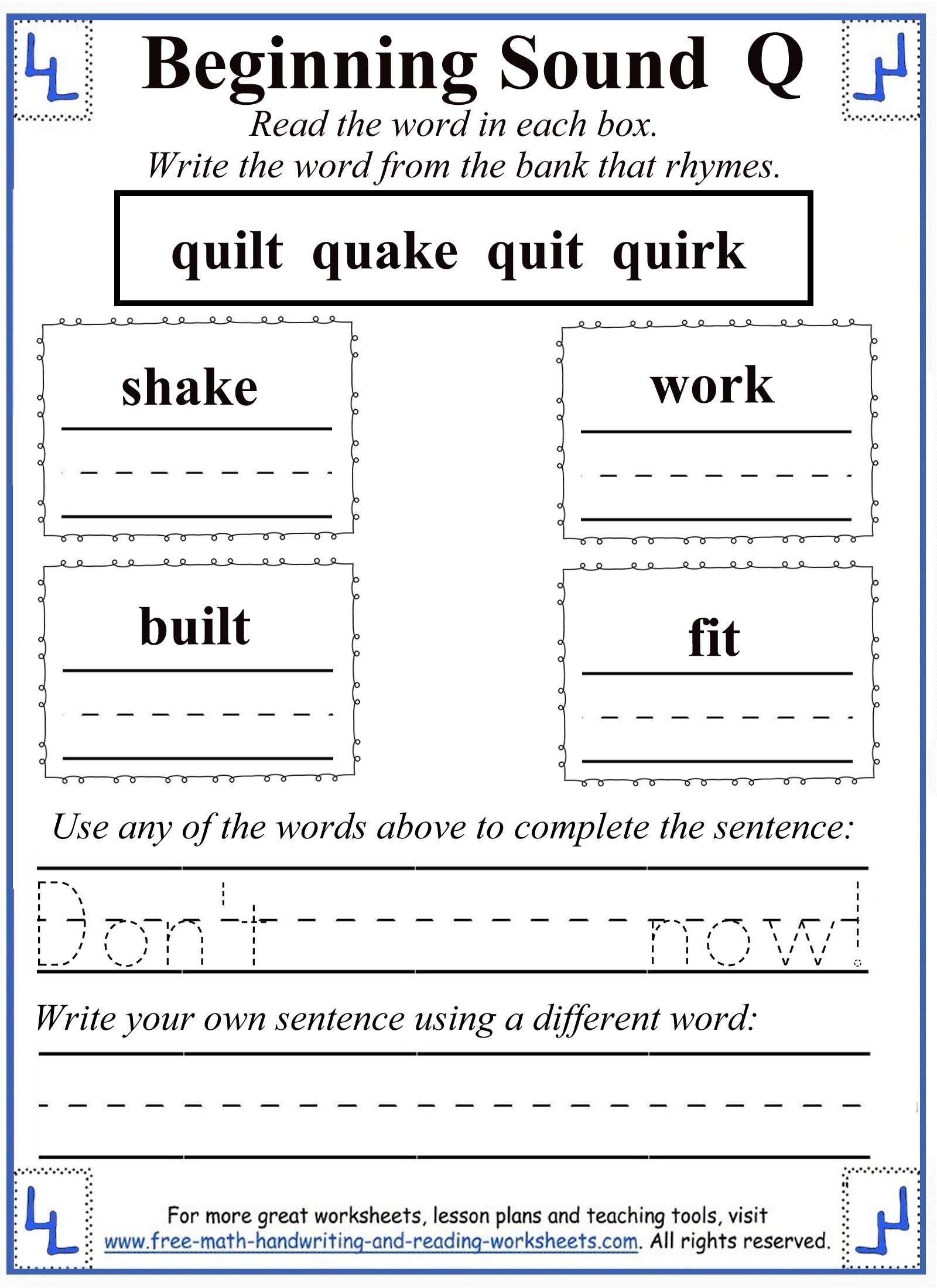 Letter Q Worksheets