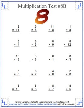 Multiplication Test - Multiples Up To Twelve
