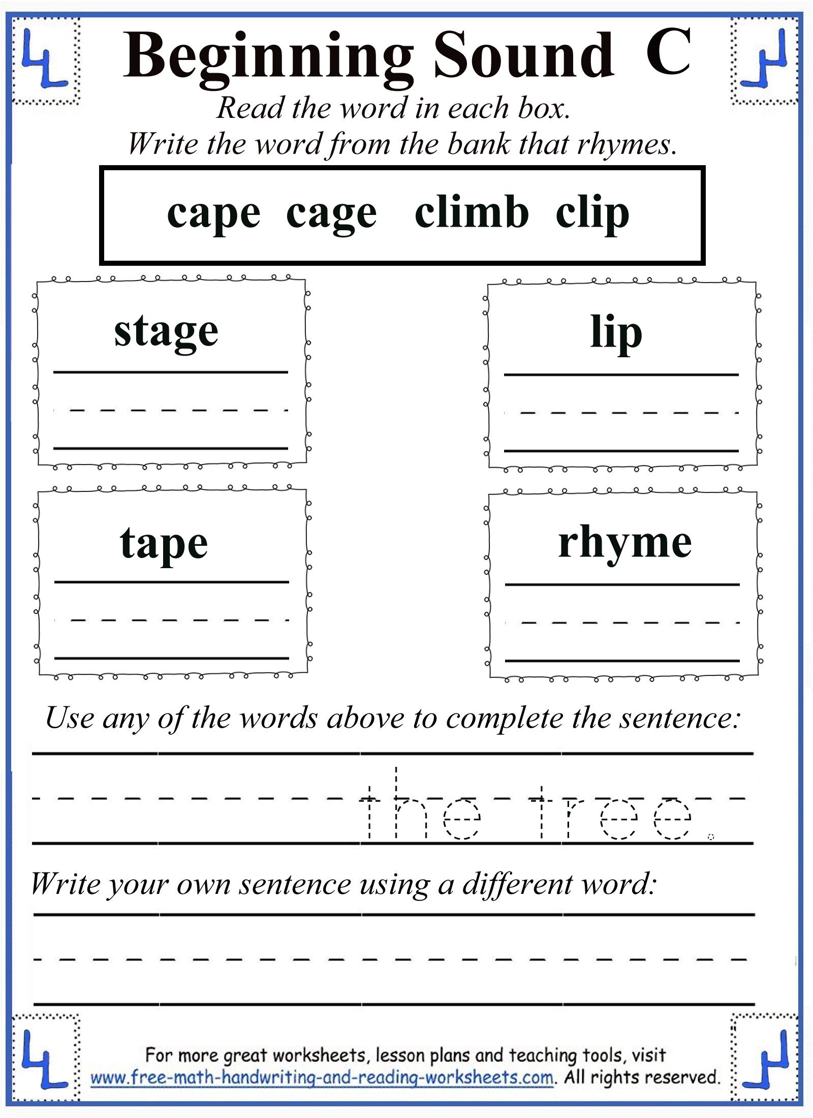 Printable Letter C Worksheets & Activities