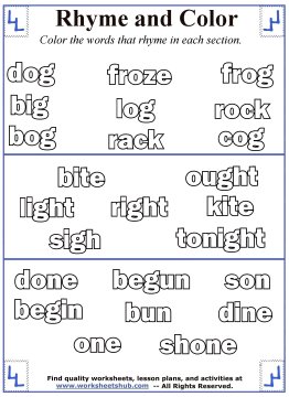 Rhyming Word & Coloring