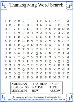 Thanksgiving Word Search