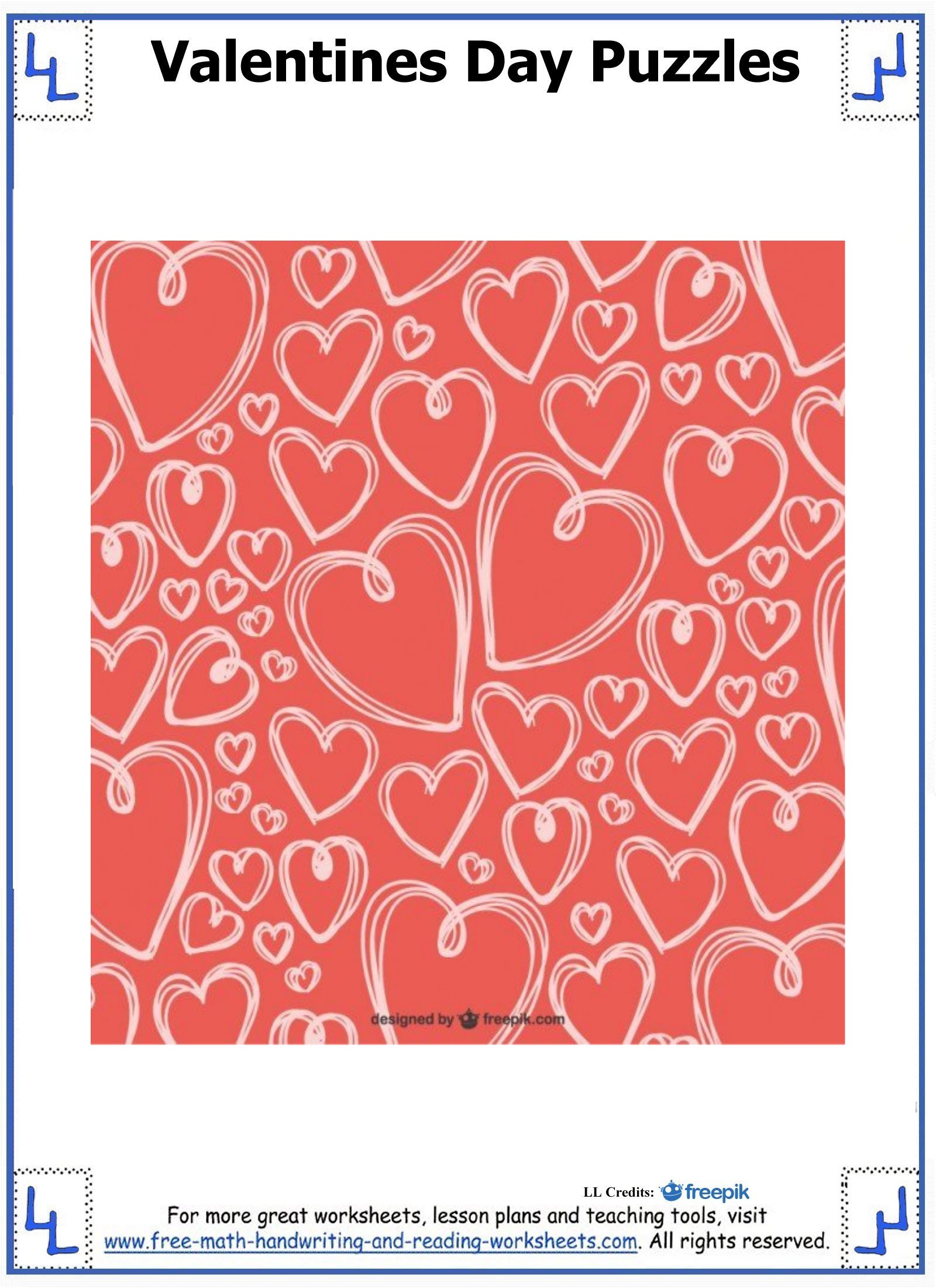 valentine puzzles worksheets puzzle printable math paste cut activities below handwriting reading
