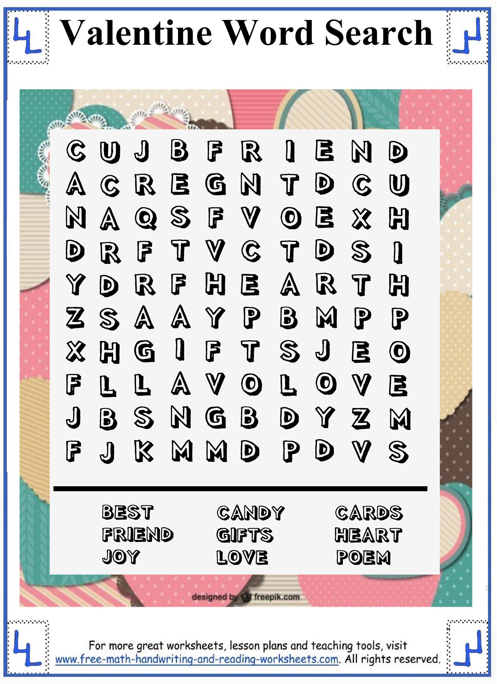 Valentine Word Search - Printable Puzzles