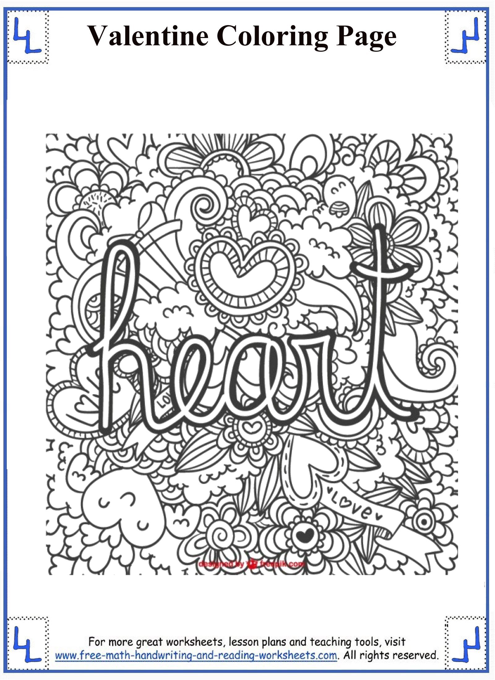 Valentine's Coloring Pages For 4Th Graders 1