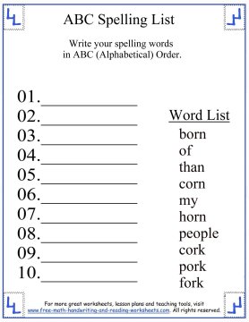 first grade spelling words worksheets