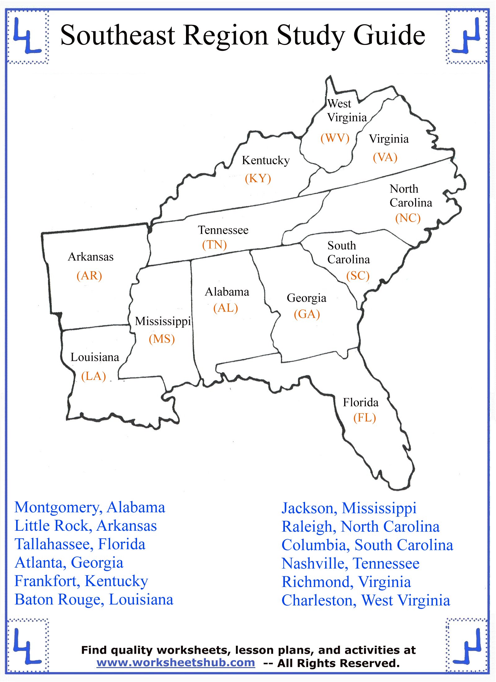 4th-grade-social-studies-southeast-region-states