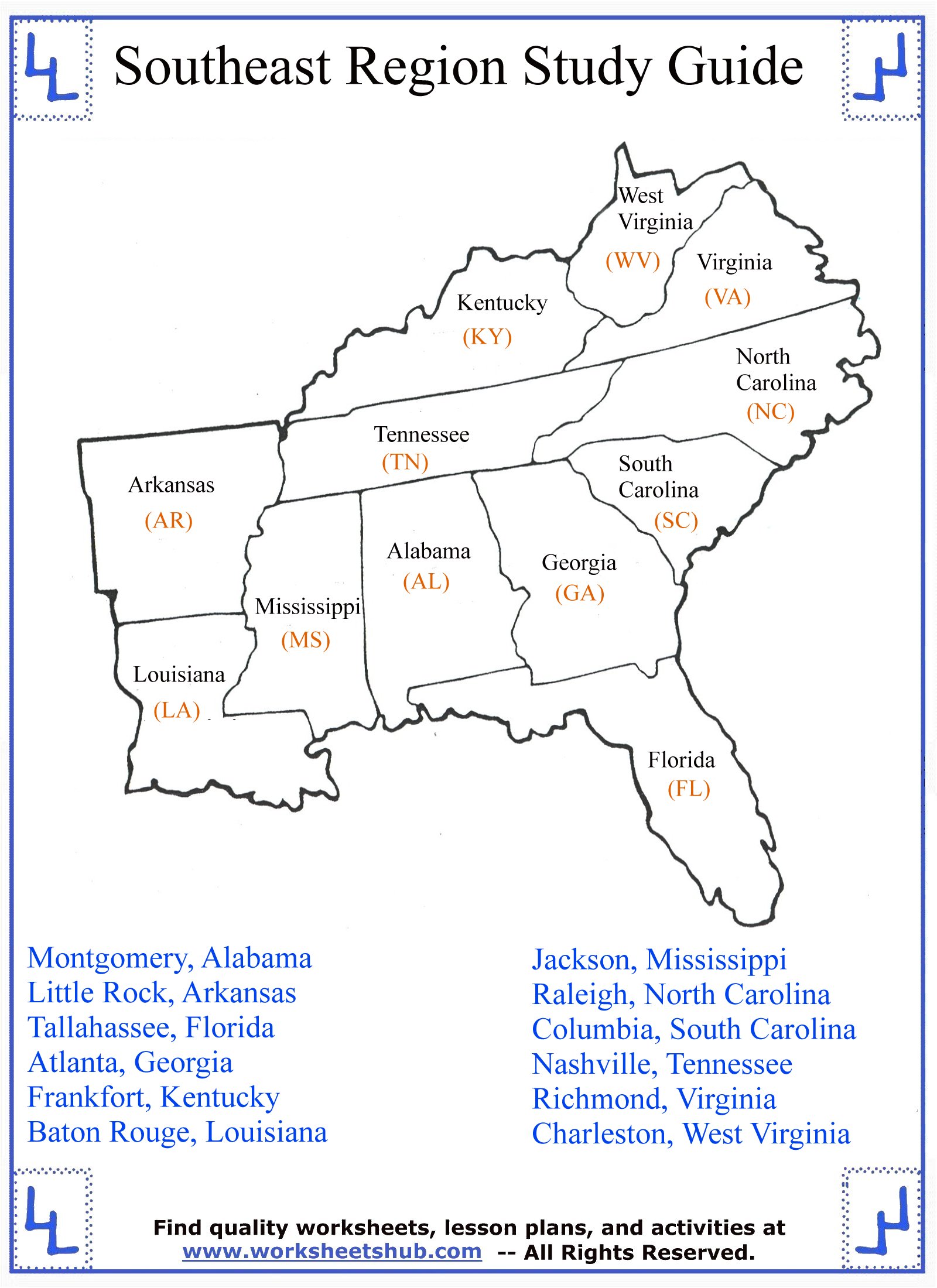 States And Capitals Map Printable