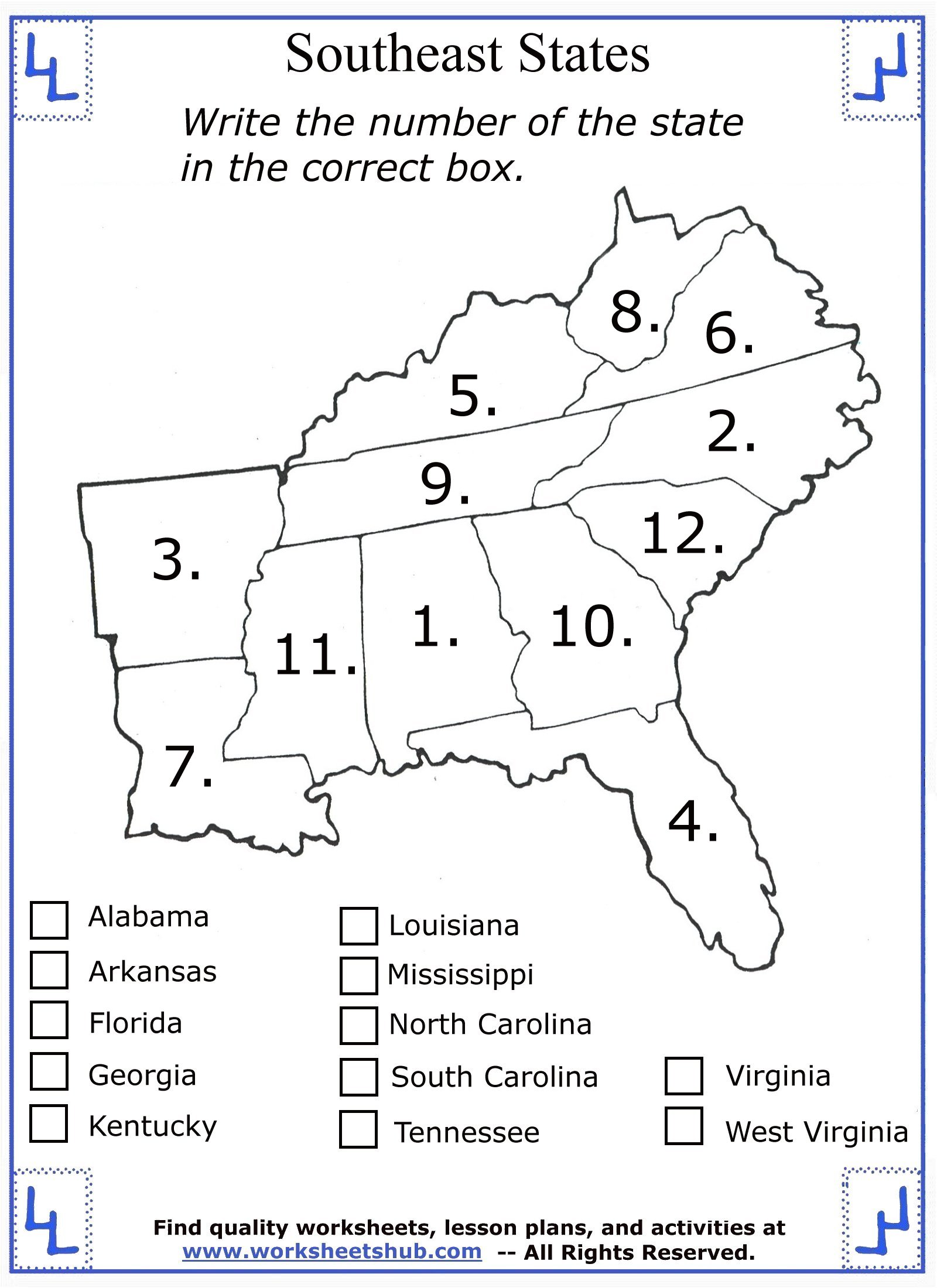 4th Grade Social Studies - Southeast Region States