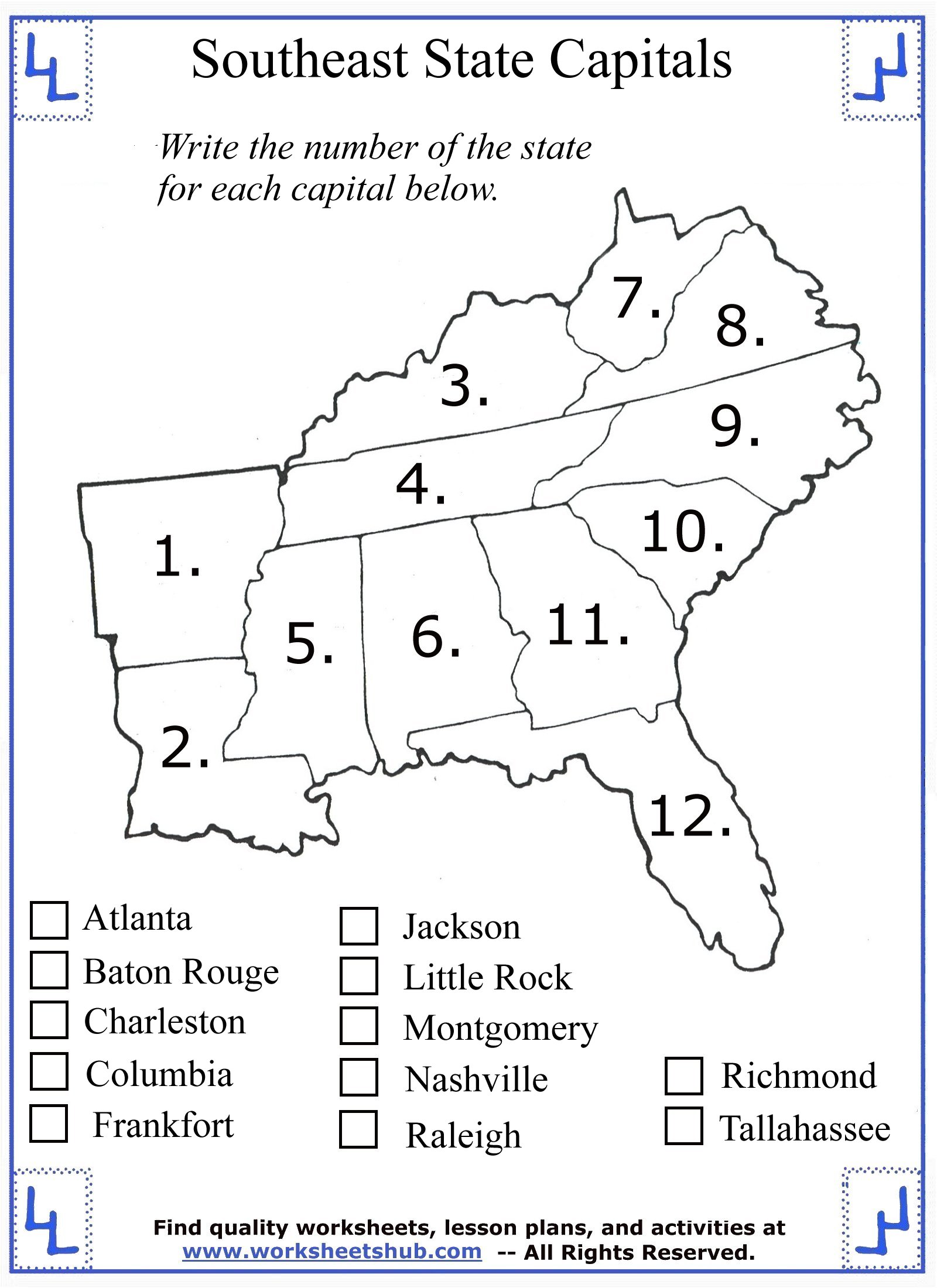 Free Printable List of States and Capitals