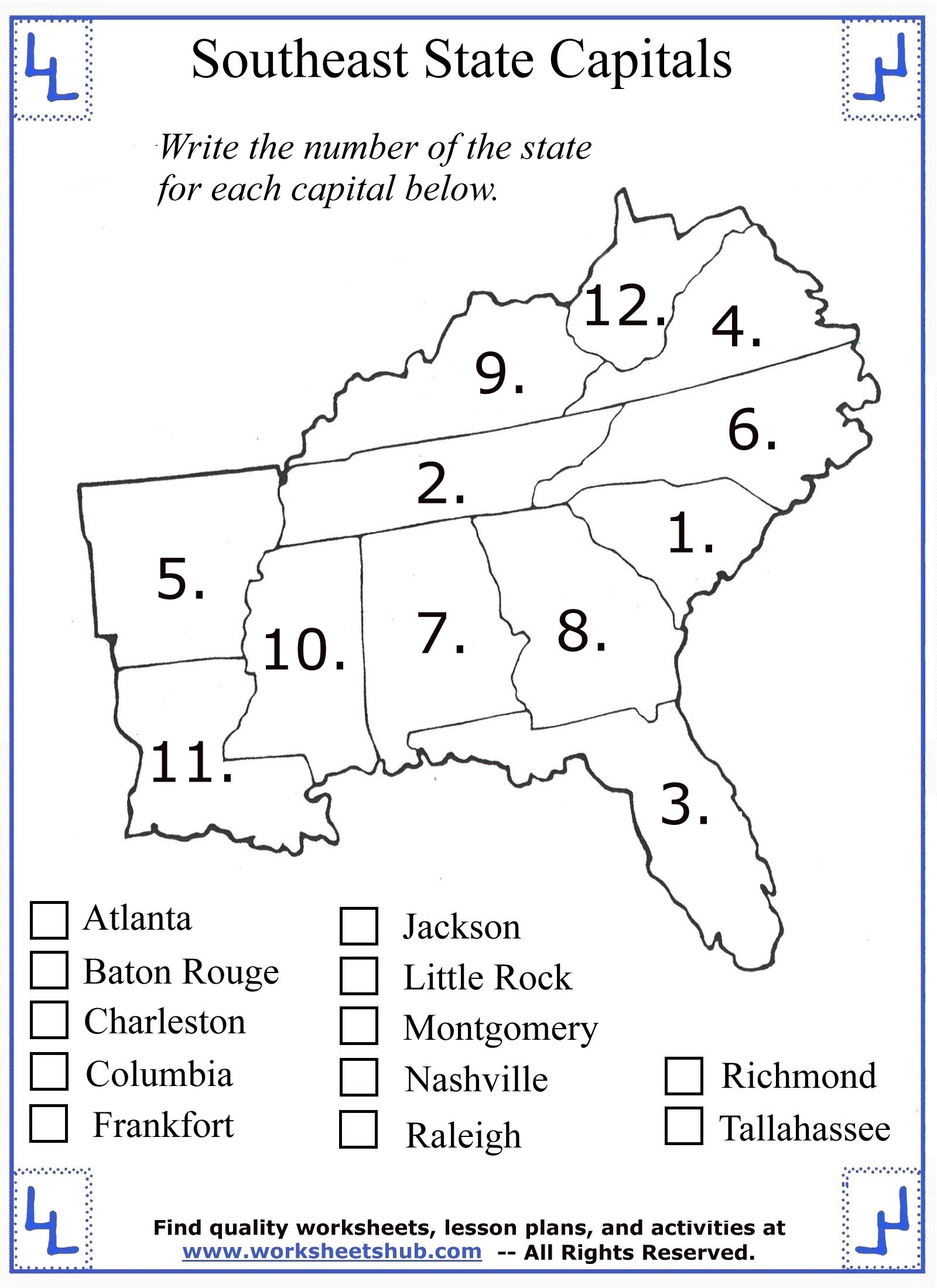 4th grade social studies southeast region states