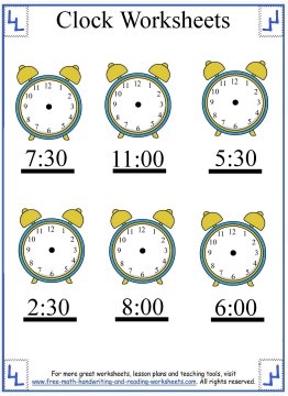 clock worksheets learning half hours