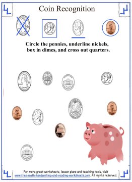 Animals math worksheets on money